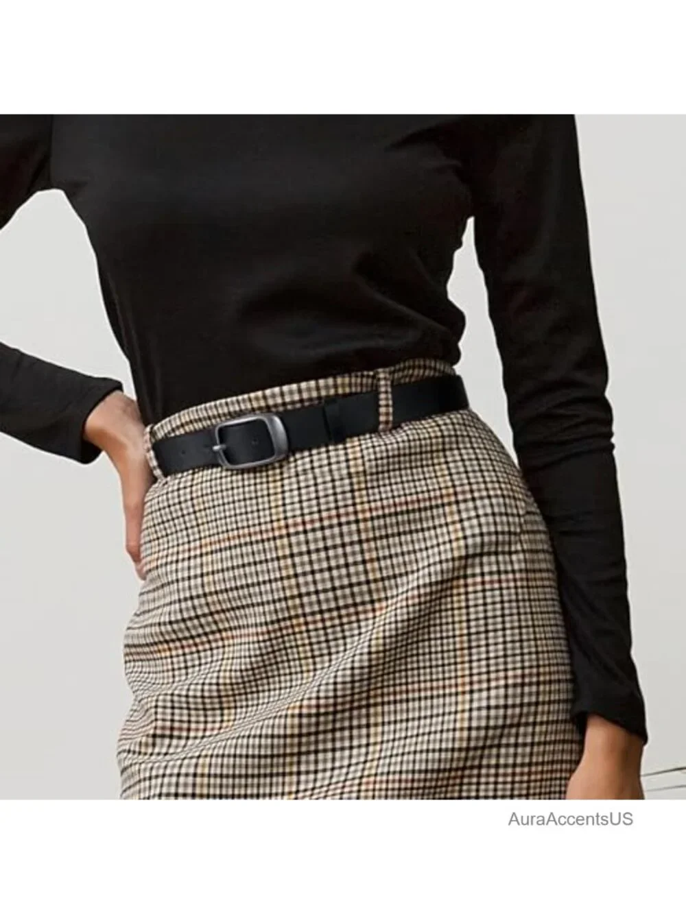 2 Pack Plus Size Leather Belts Cowhide Pin Buckle Waist Belt for Jeans Dress